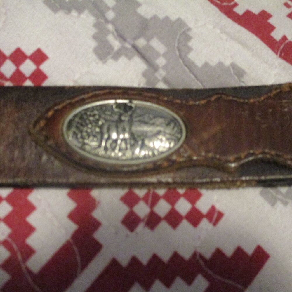 Browning Genuine Leather Belt  Deer Silver medallions  34
